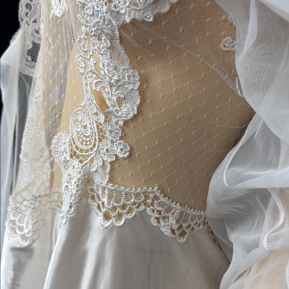 VINTAGE VICTORIA'S SECRET lace Sheer Lingerie Bridal Slip Dress Robe sz L - Picture 6 of 14
